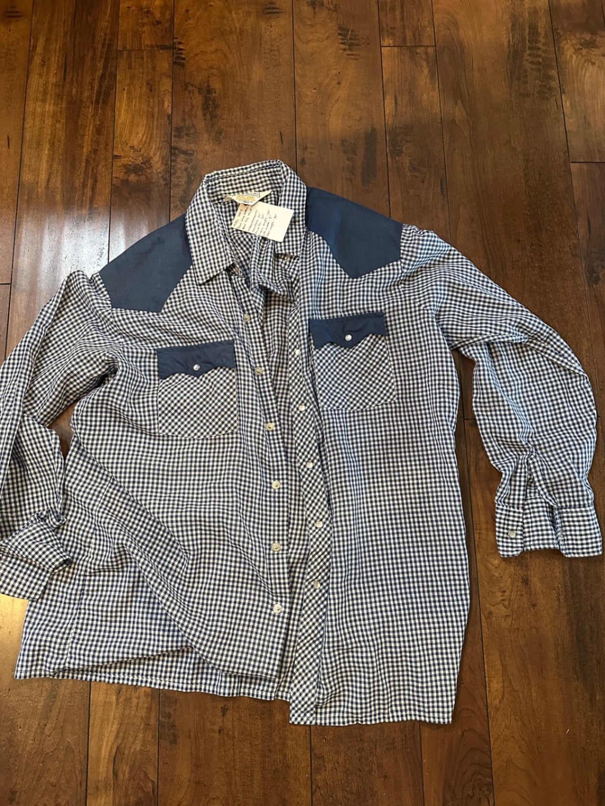 1970’s Sears blue gingham button up
