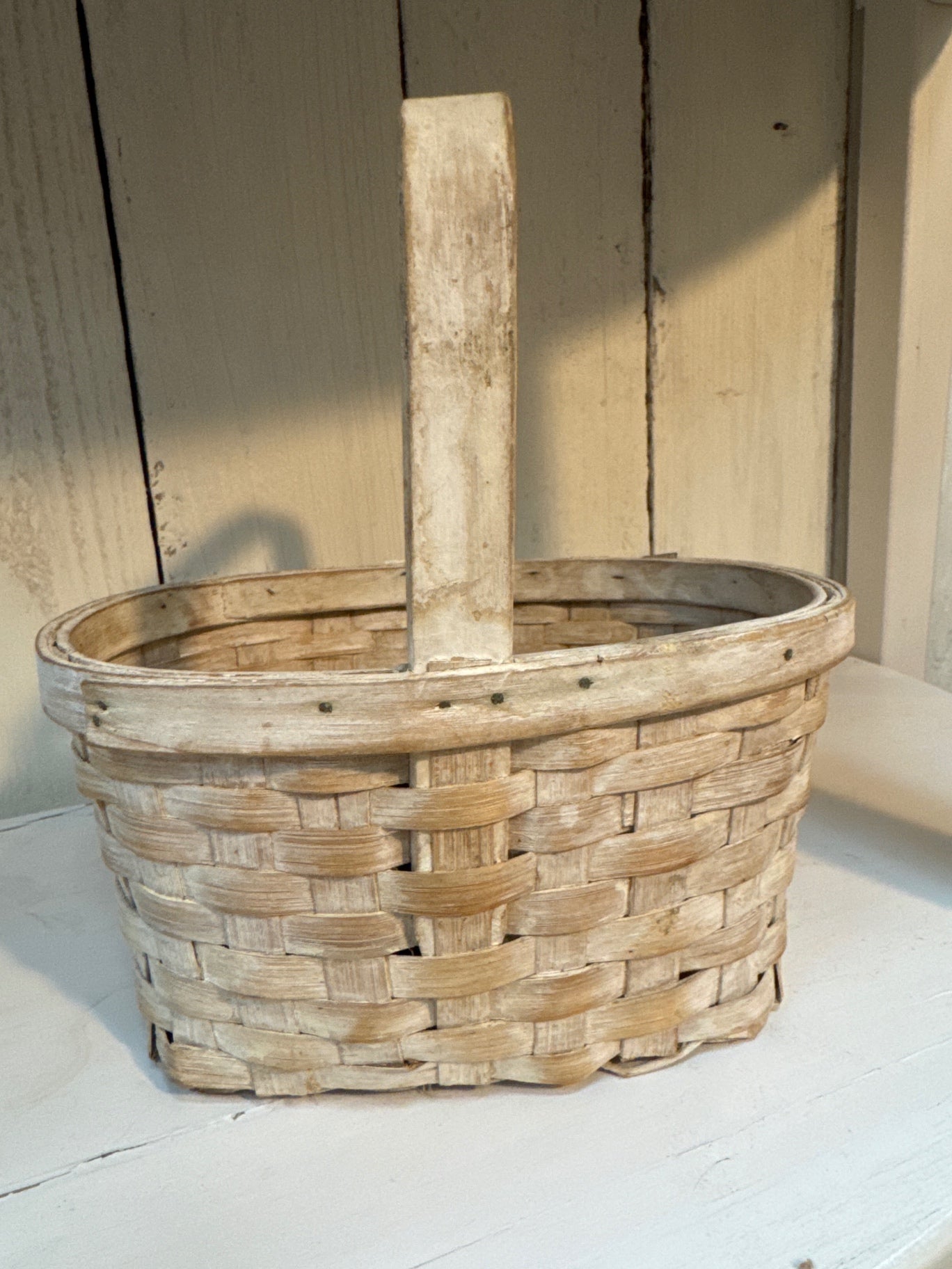 Vintage white washed basket