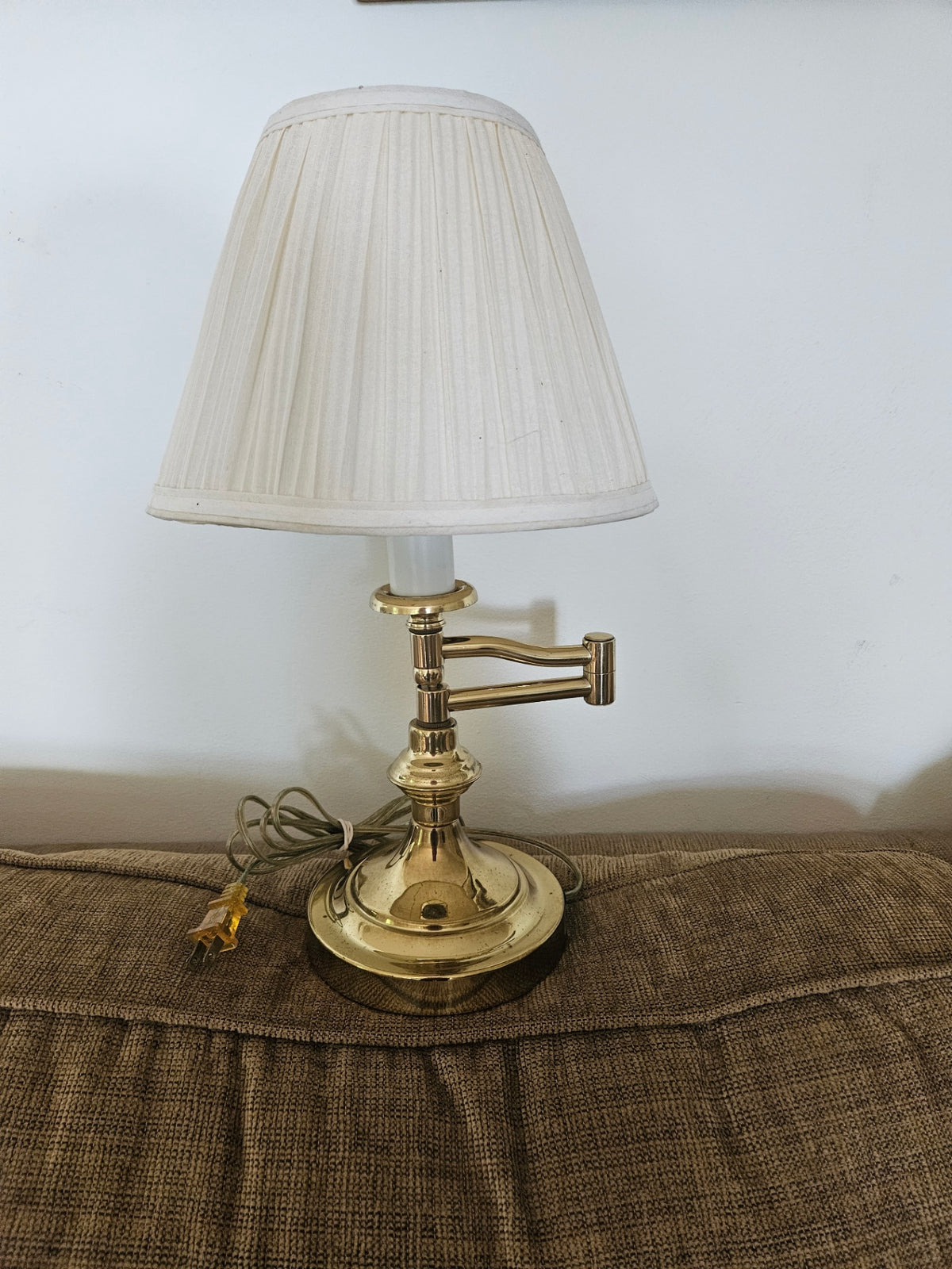 Vintage brass swing arm table lamp