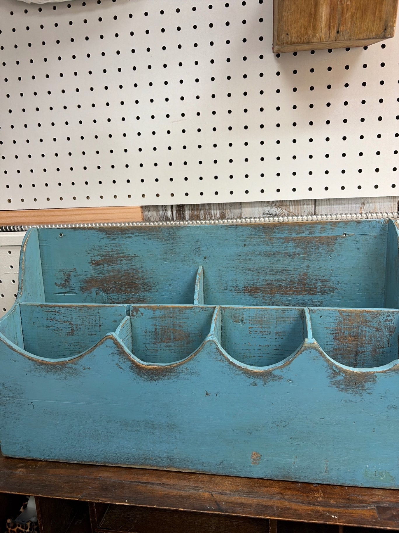 Blue wooden organizer