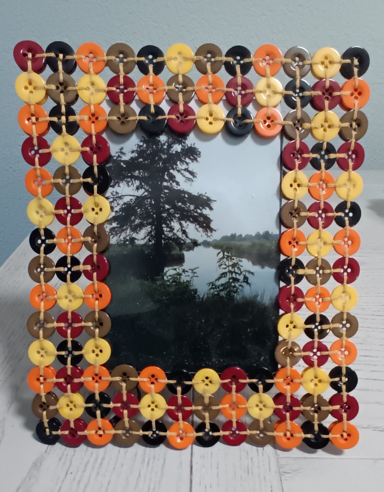 Handcrafted Button Photo Frame