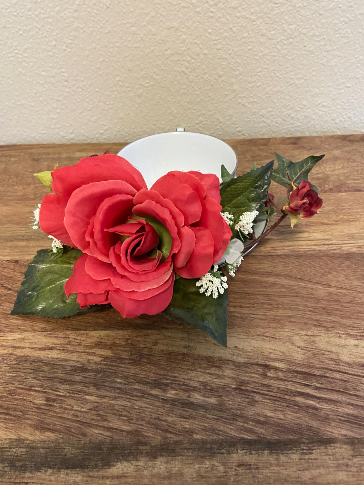 Teacup red Rose with candle 8