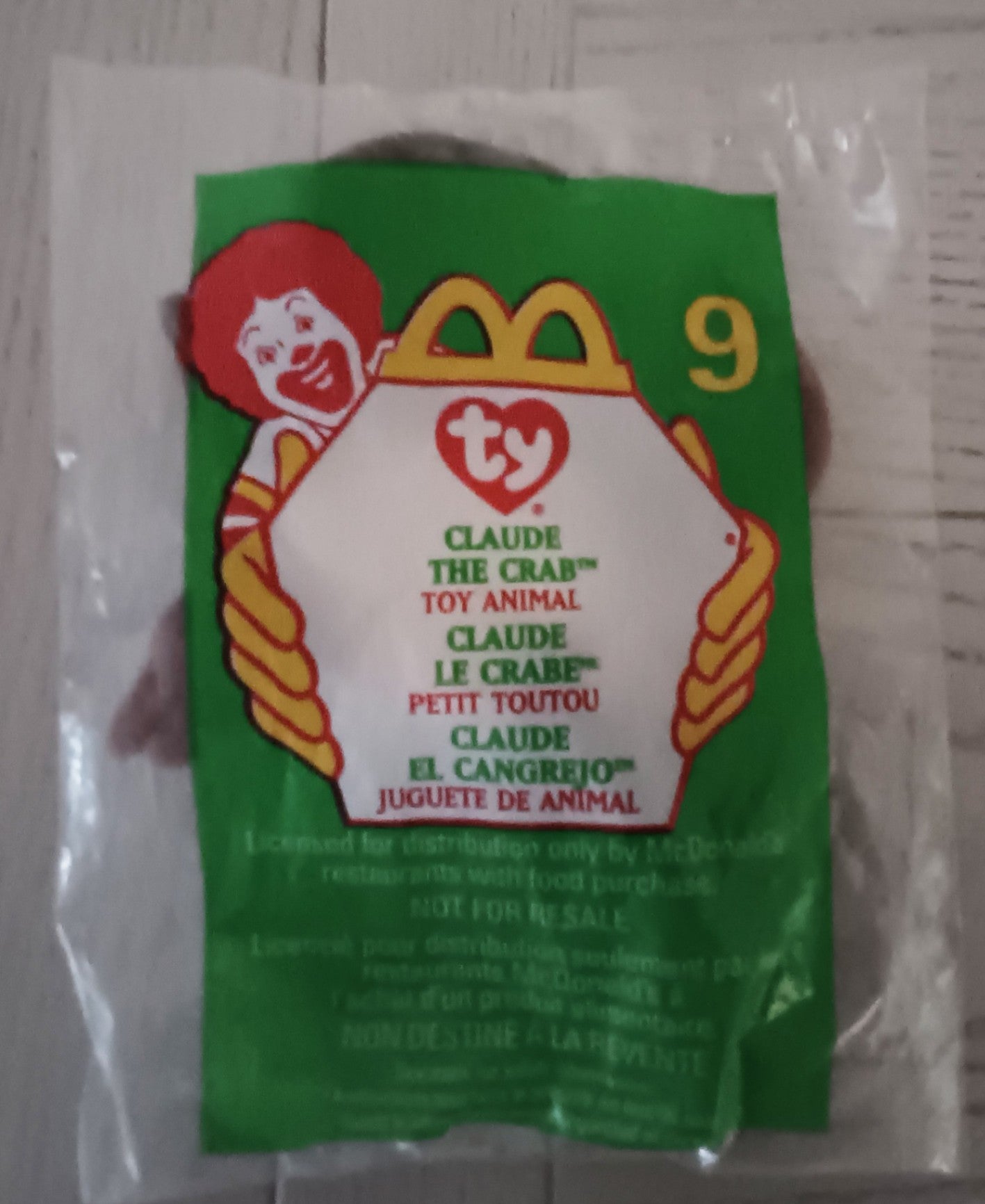 McDonald's Ty Teenie Beanie "Claude the Crab"
