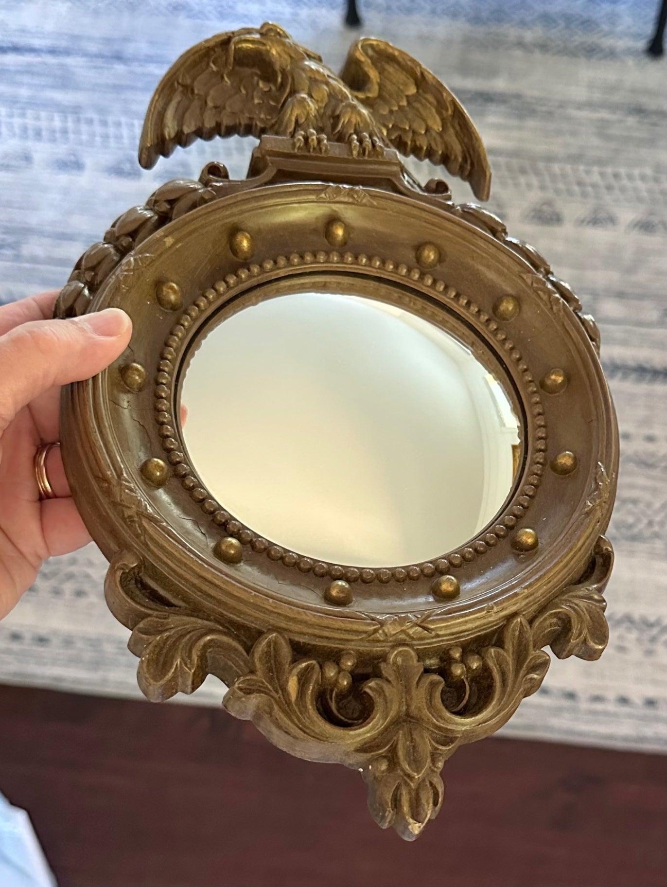 Vintage Syroco molded eagle crest mirror