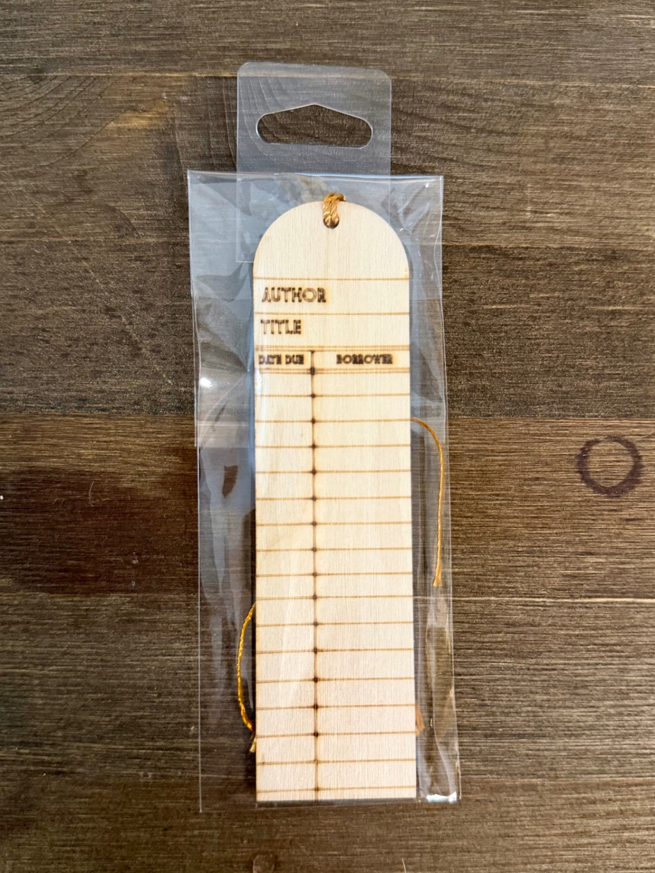 Wooden Bookmark - Library Card