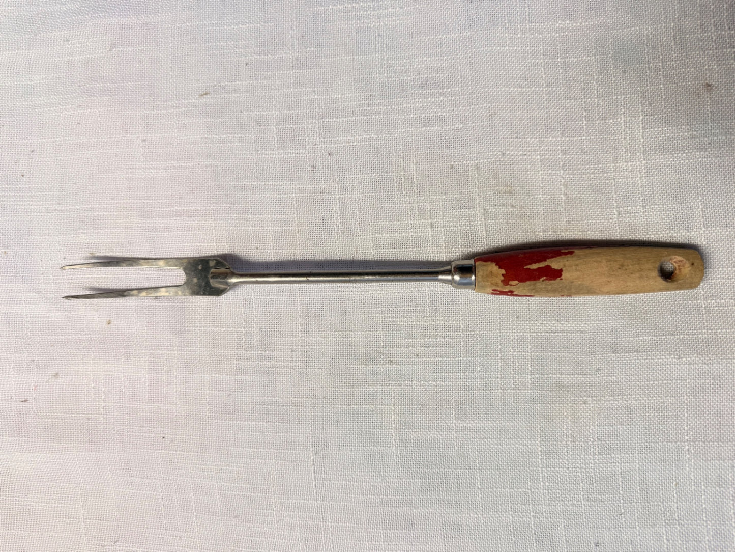 Vintage Farmhouse Kitchen Serving Fork with Red Painted Wood Handle