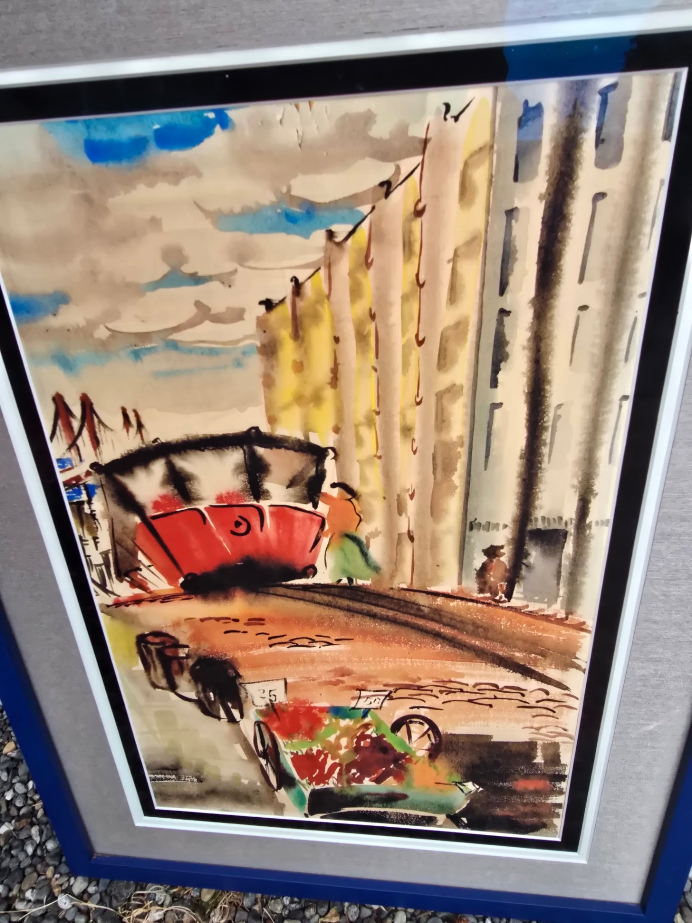 Watercolor, blue frame