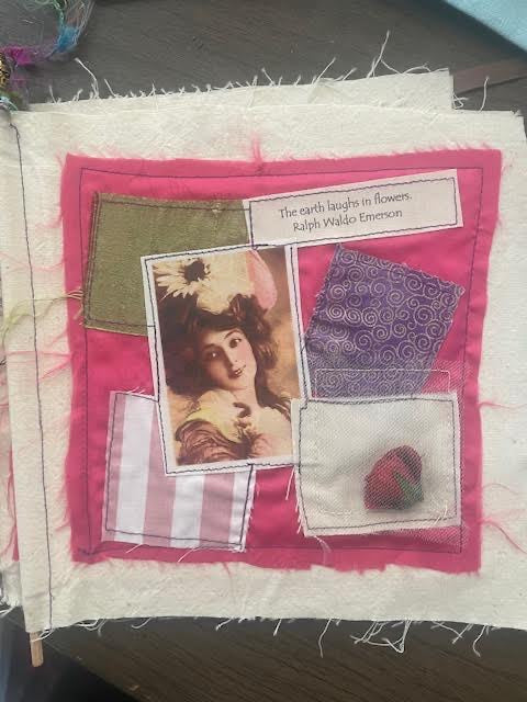 Collage Fabric journal with Quote