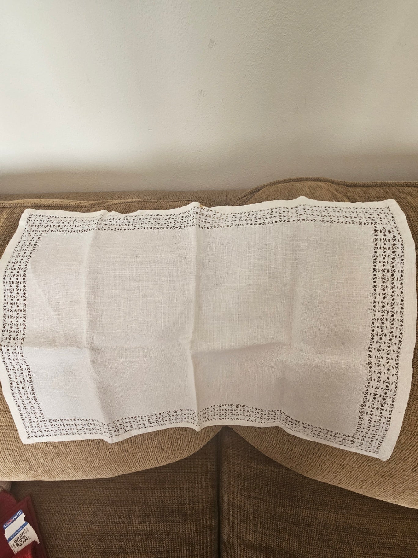 Vintage linen w/drawn work 13W x 20 L