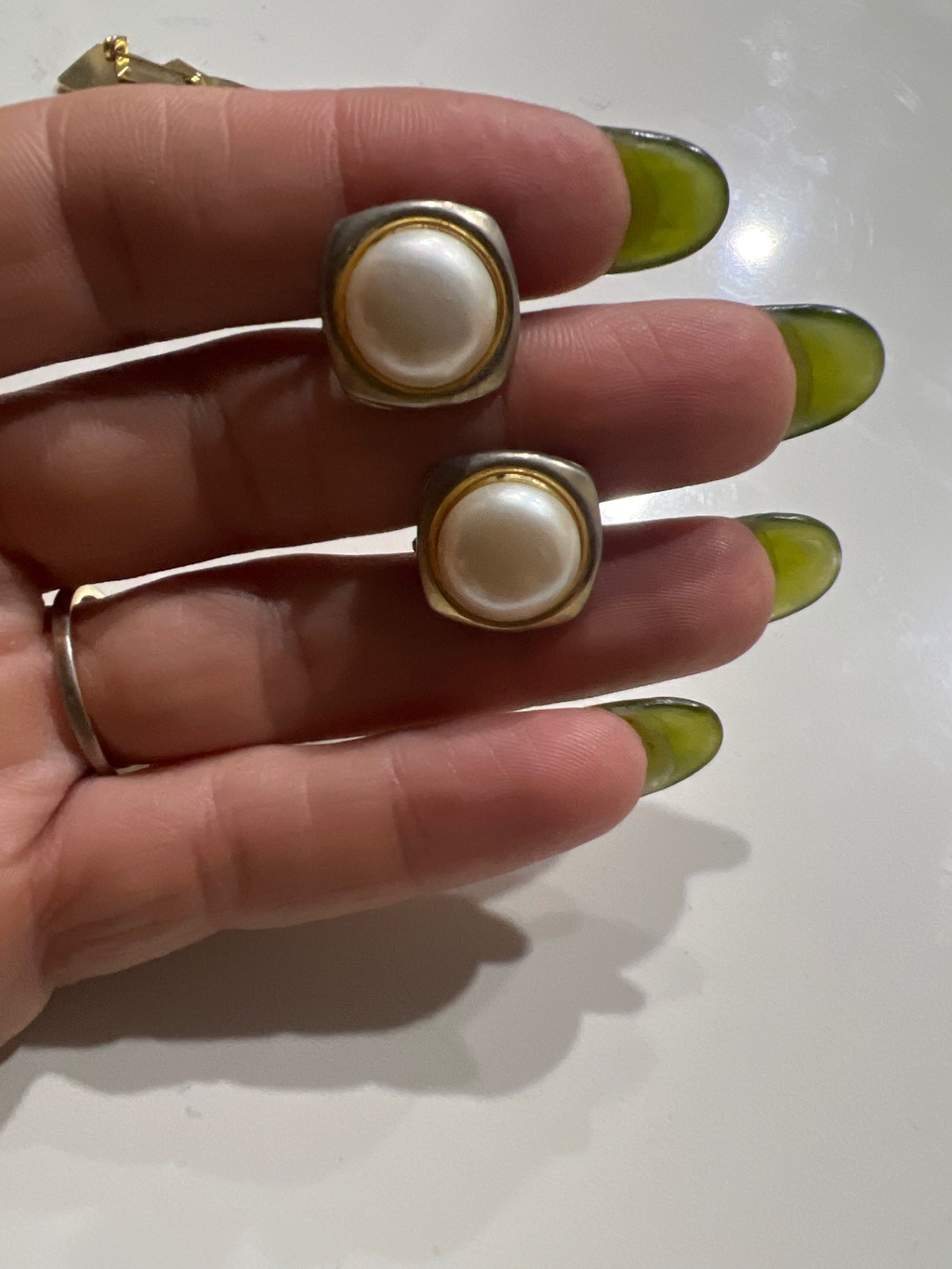 Gold & Pearl Screw on Earrings