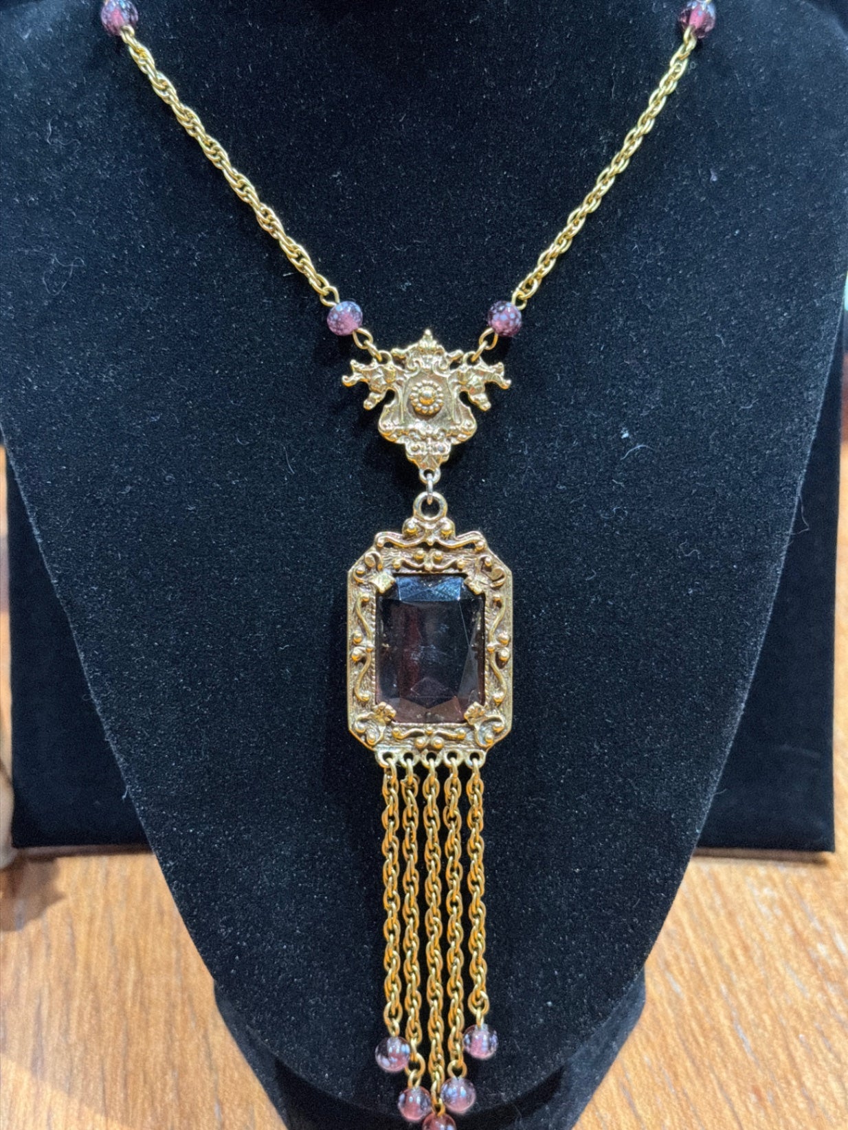 Vtg GOLDETTE purple statement necklace