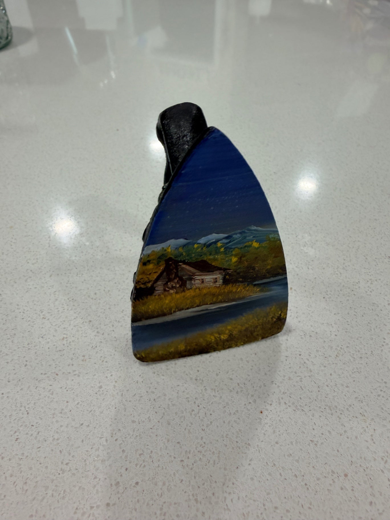 Vintage 2" miniature hand painted sad iron