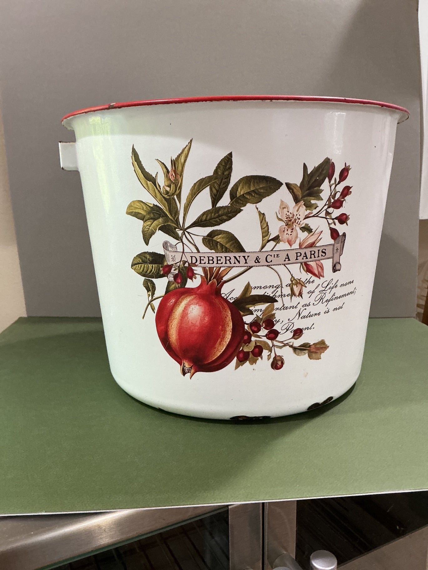 Vintage pot turned trash can