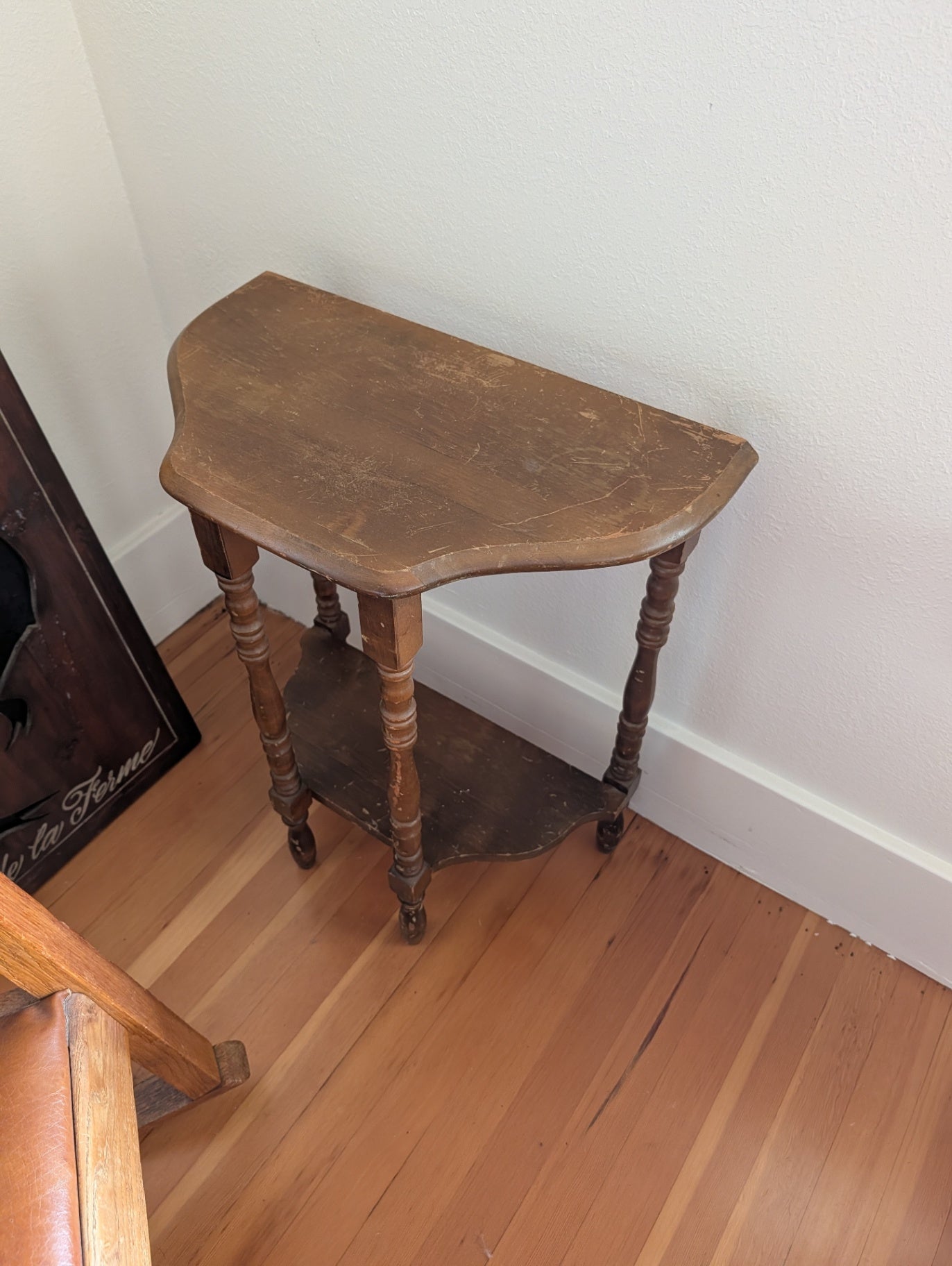 Vintage Demilune Wooden Hall Table