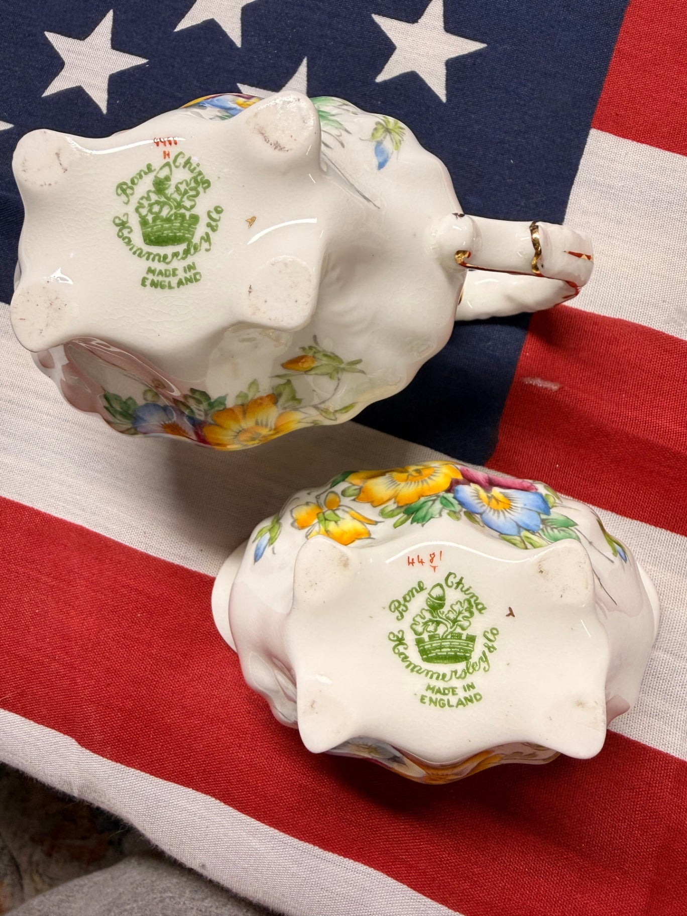 Vintage Hammersley & Co. Bone China Creamer & Sugar Bowl Set | Made in England Floral