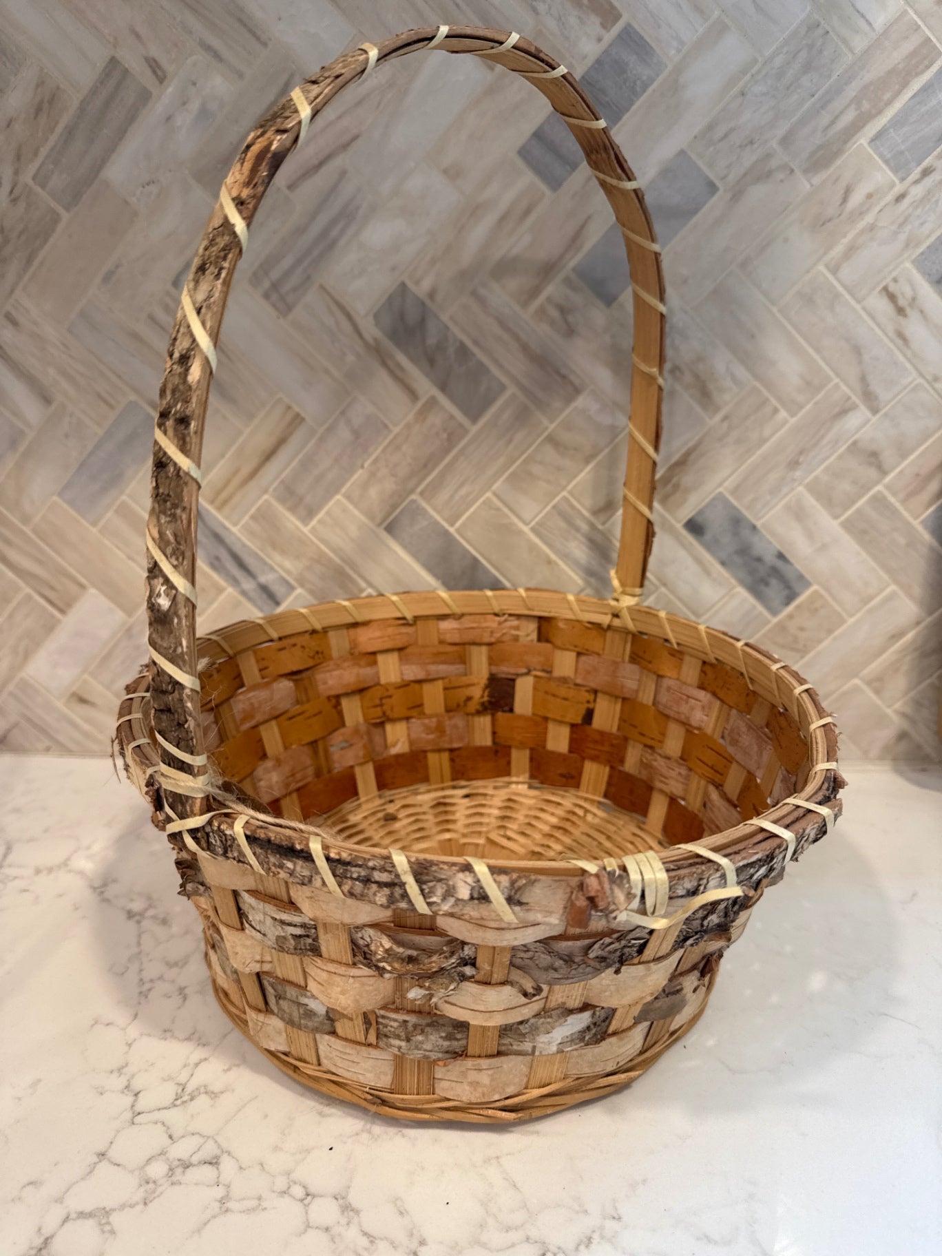 Round Natural Tree Bark Basket