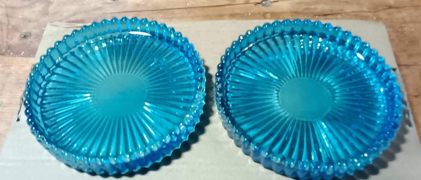 Pair Turquoise Glass Coasters
