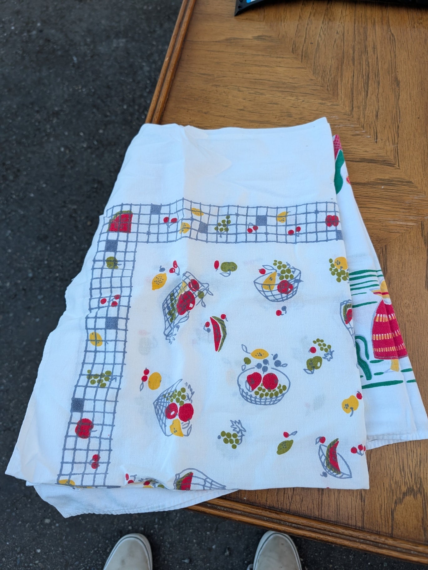 Vintage Startex Fruit and Gingham Dishcloth