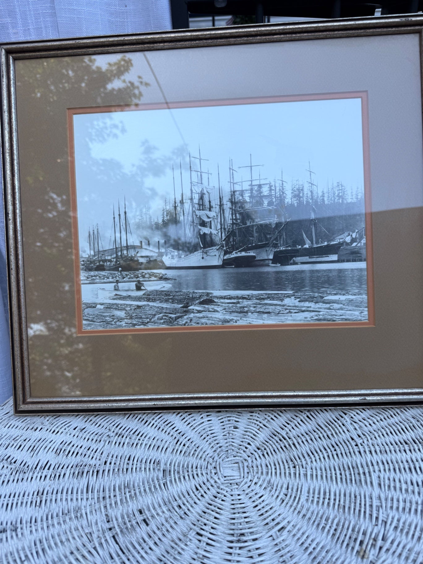 Framed Historical Maritime Photograph | Tall Ships in Harbor Print