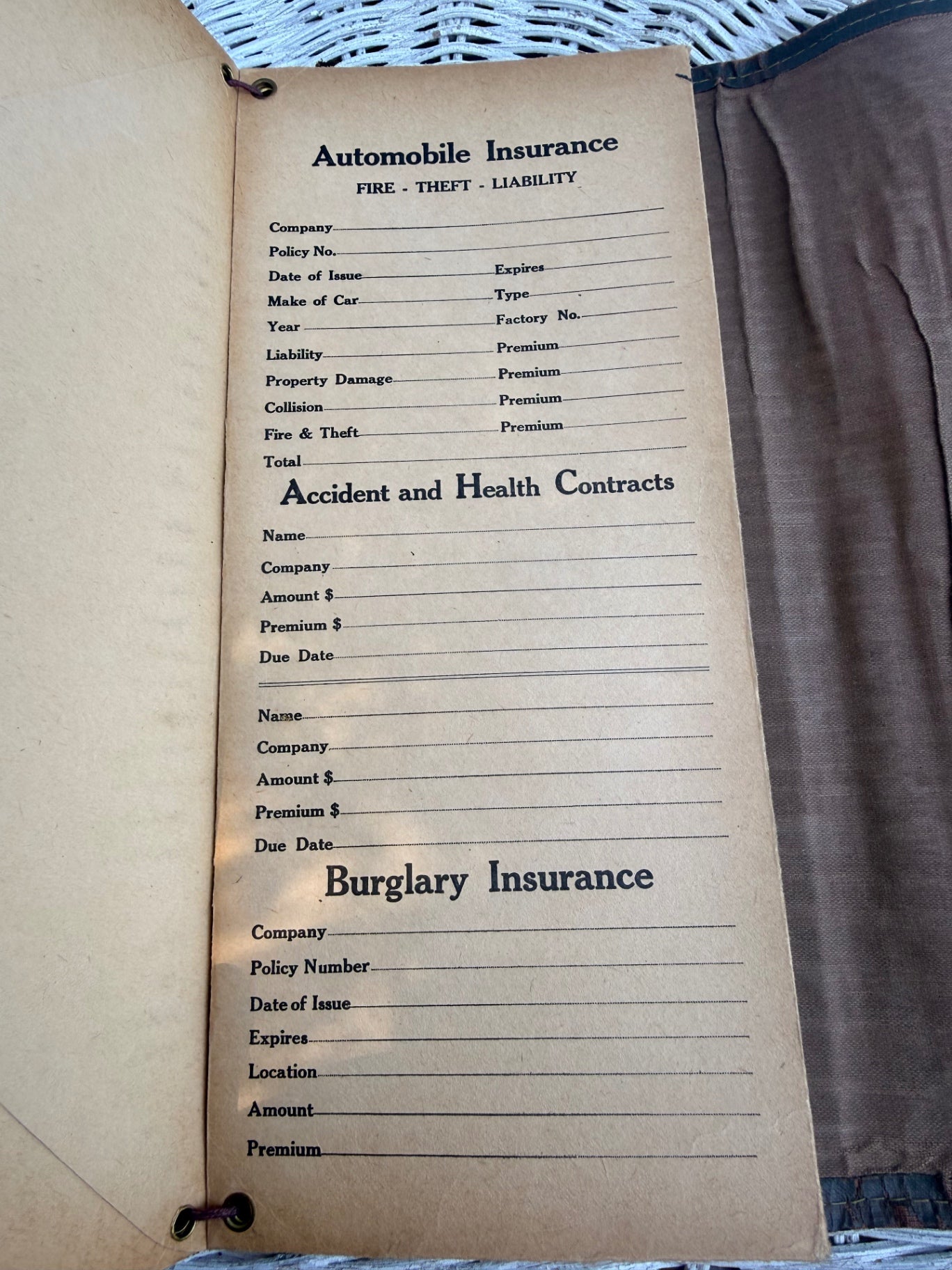 Vintage New World Life Insurance Document Wallet | Embossed Tri-Fold Holder with Seattle Ephemera