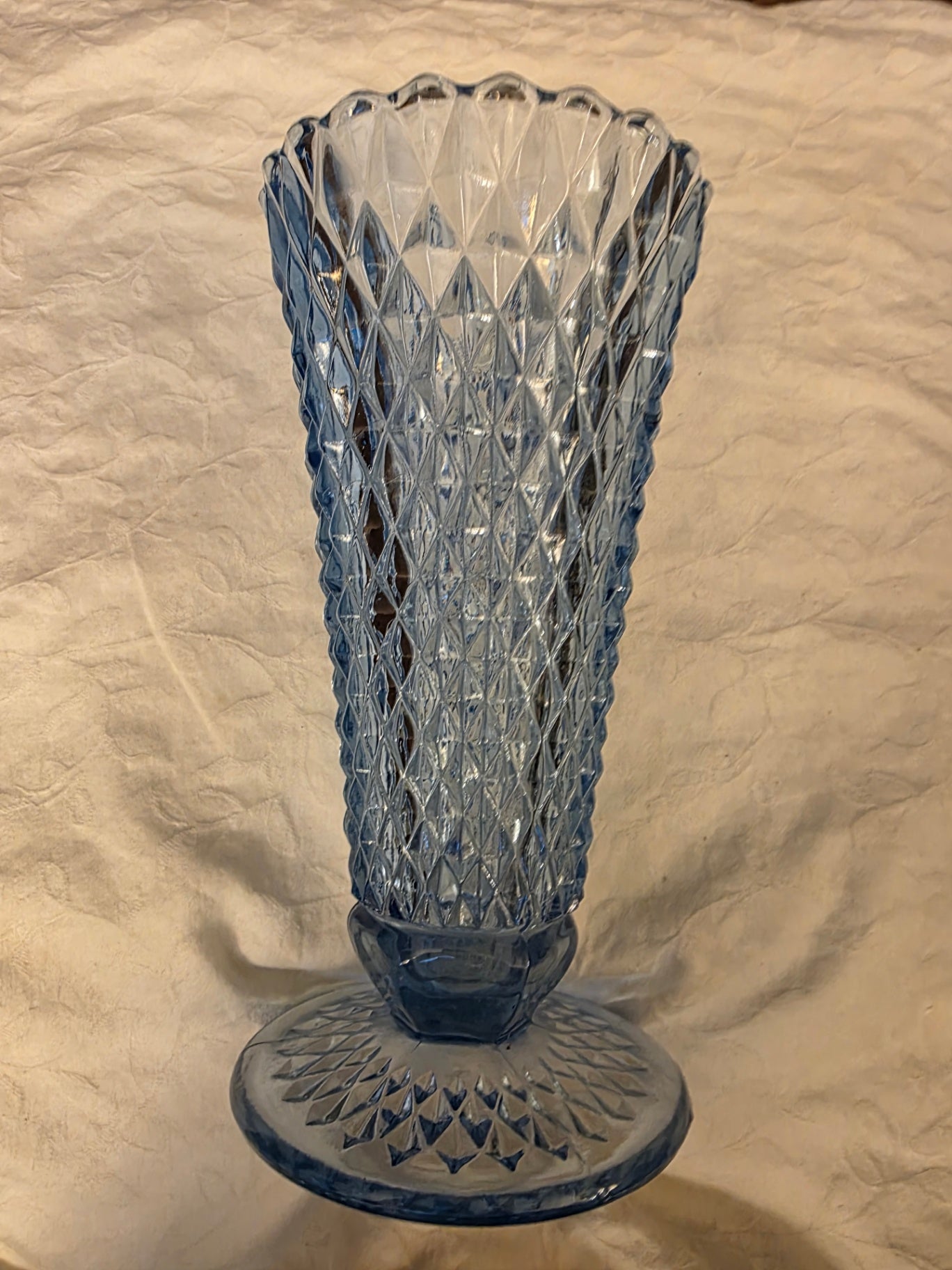DIAMOND. POINT PEDESTAL VASE Indiana Glass Company..