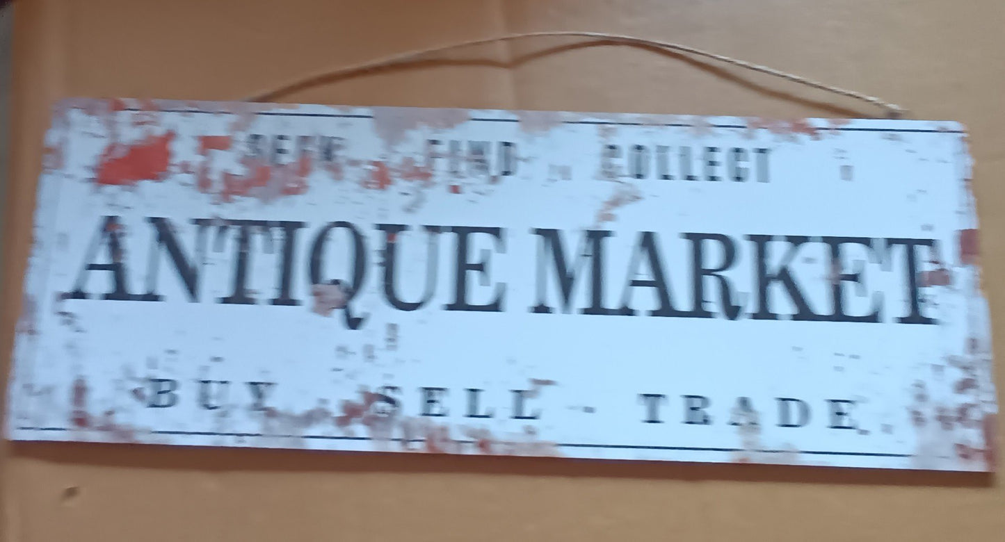 Wooden Antique Market Sign