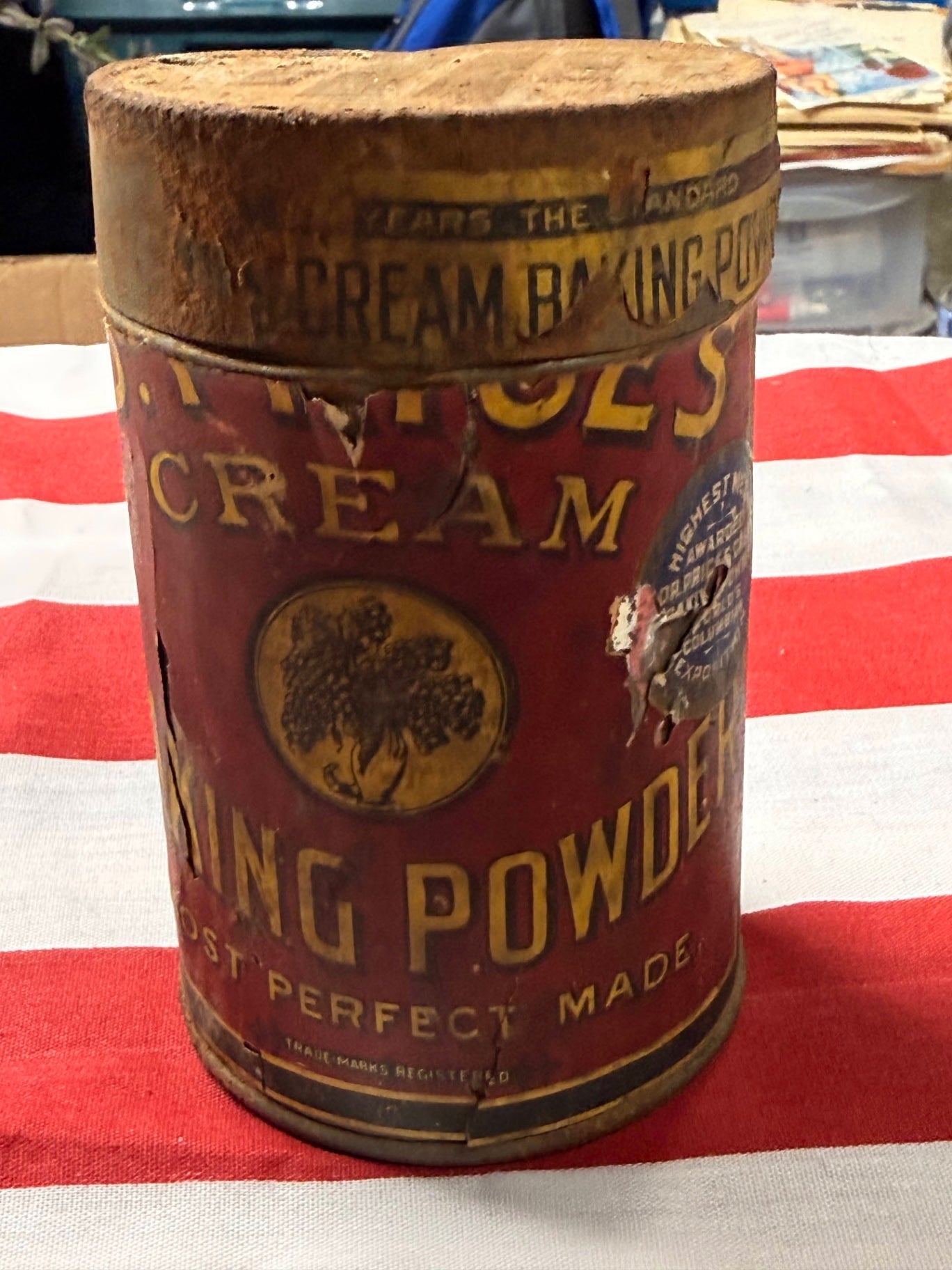 Rare Antique Dr. Price's Cream Baking Powder Tin | Red & Gold Paper Label