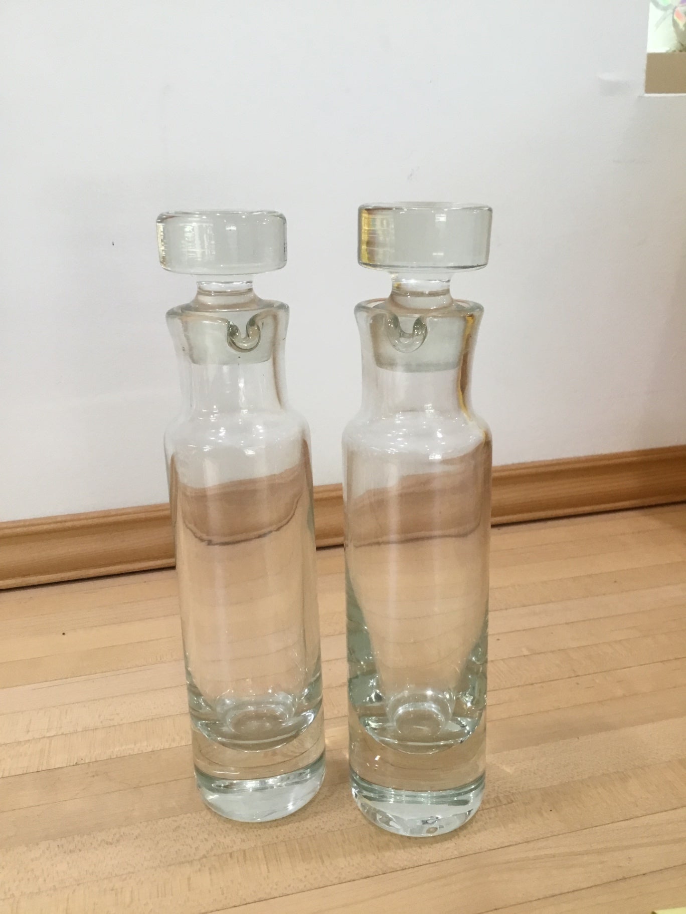 Krisno, mid century, heavy clear glass decanter w/stopper