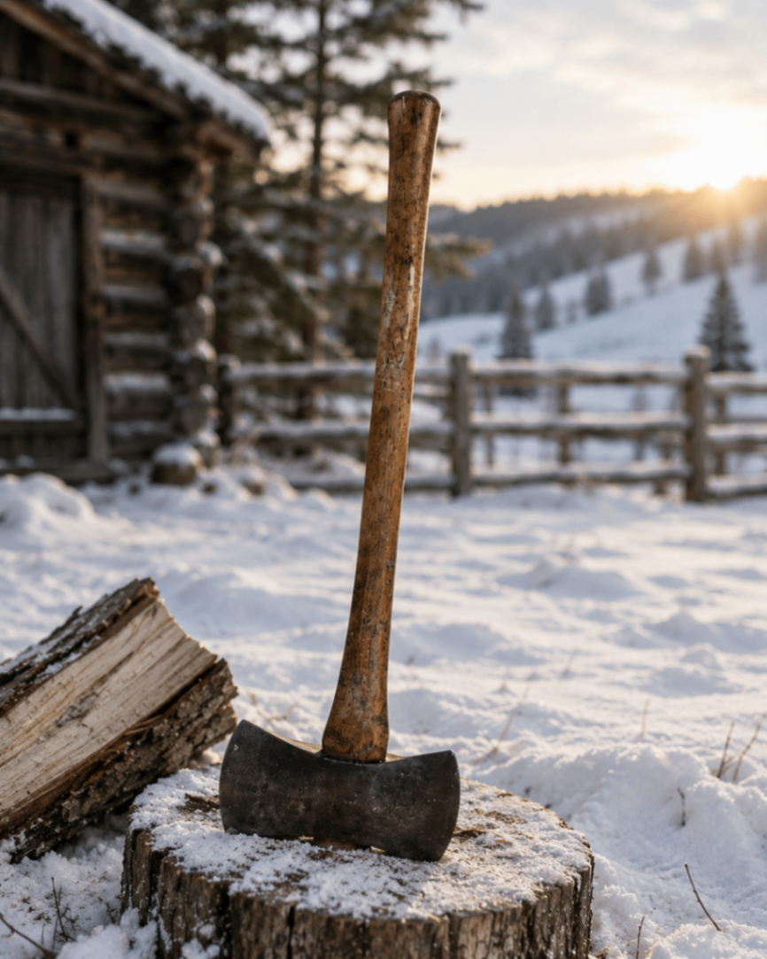 Vintage Double Bit Axe | Forged Steel Lumberjack Felling Axe with Wood Handle