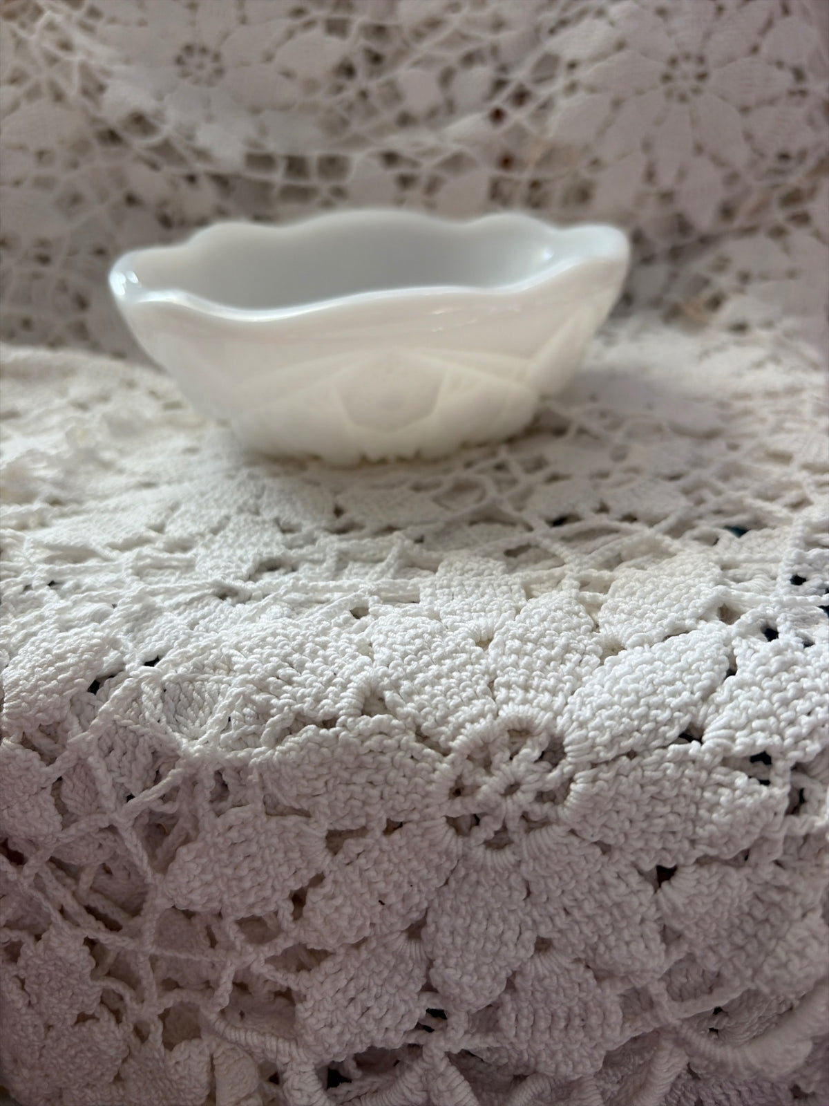 Toltec Milk Glass dish