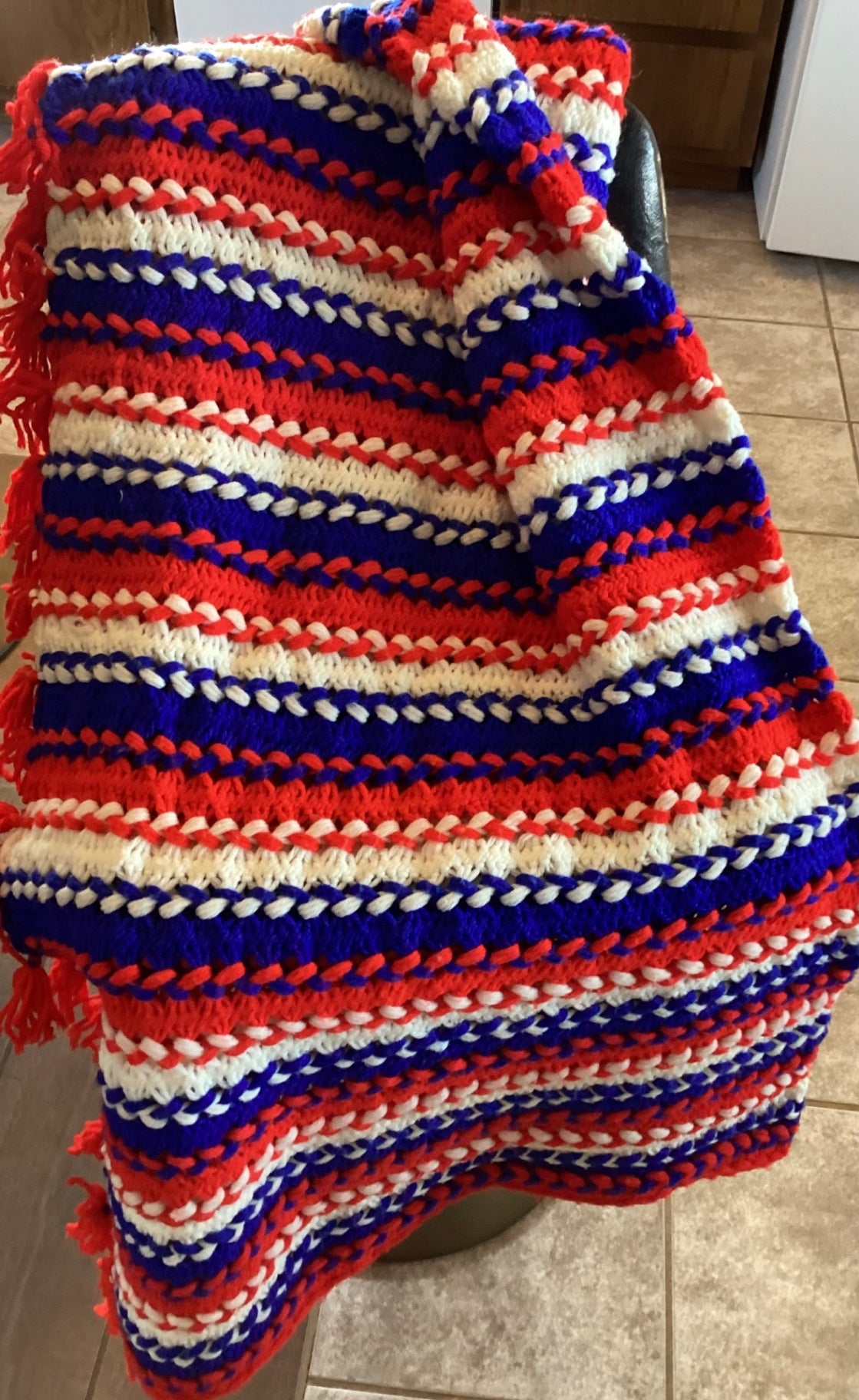 Red white and blue Afghan