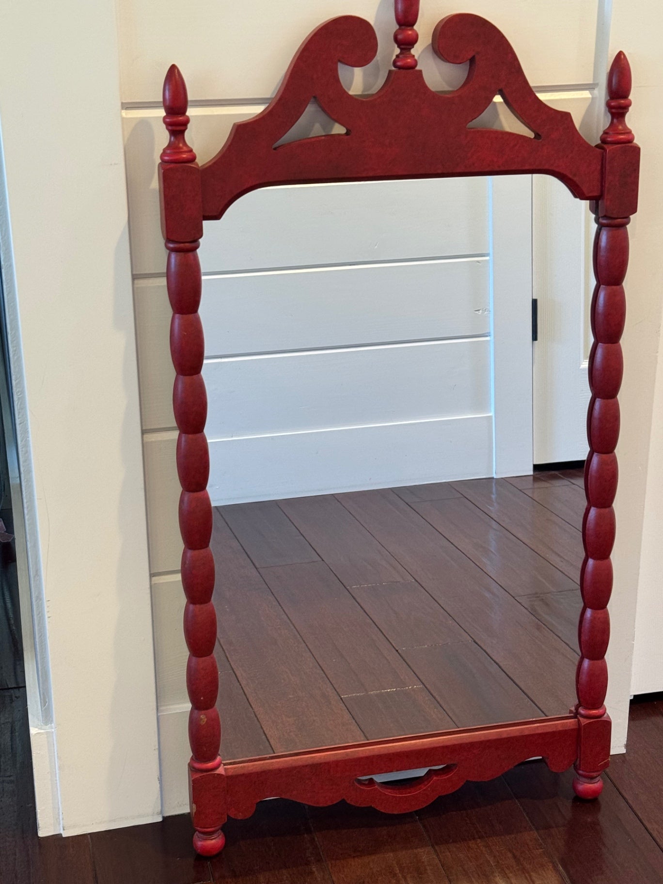 Vintage red wall mirror