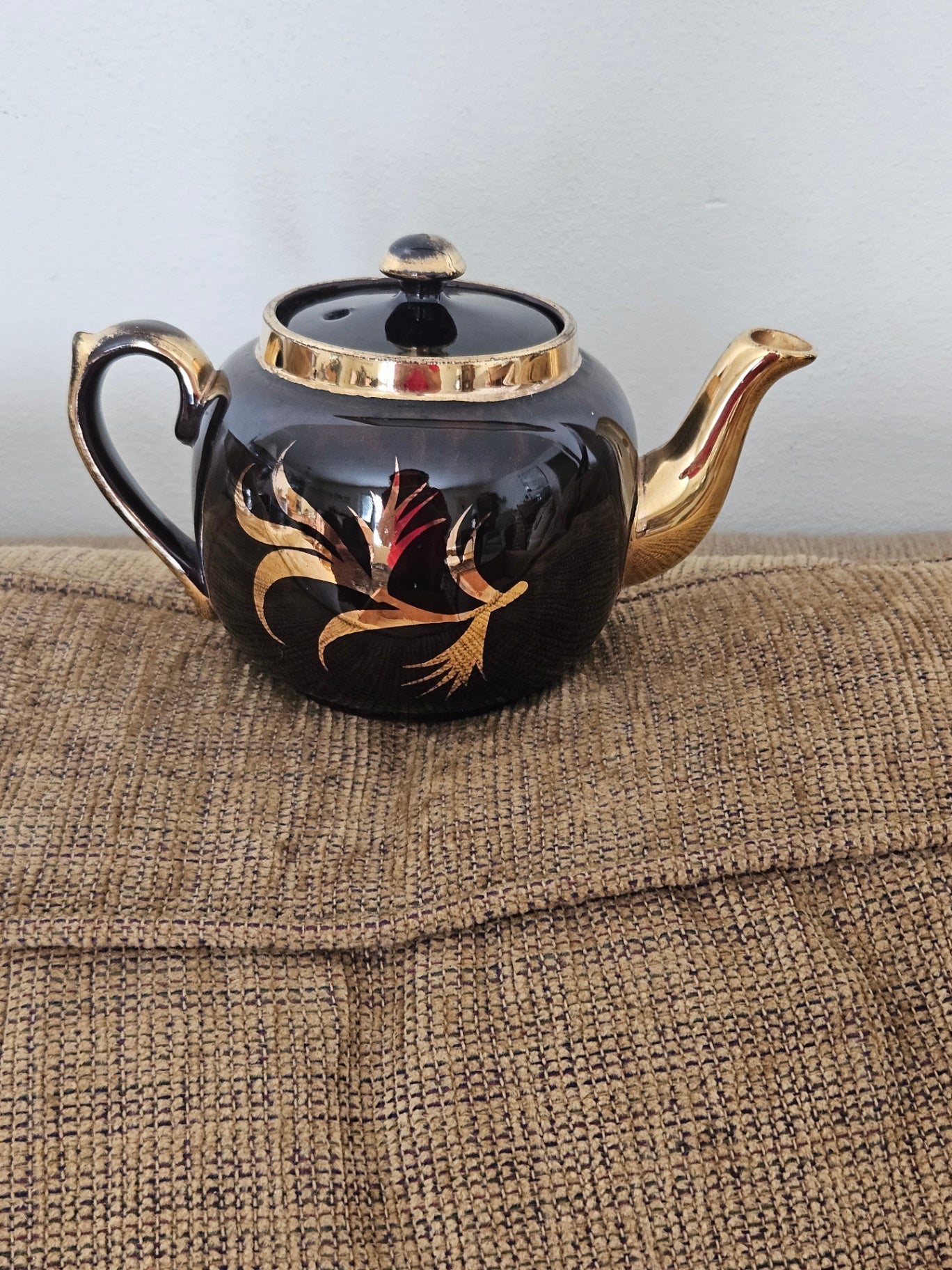 Vintage black and gold indiv teapot England