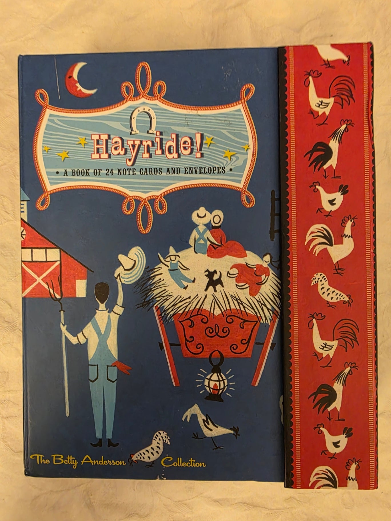 HAY RIDE, VINTAGE BOOK OF 24 NOTE CARDS AND ENVELOPES.