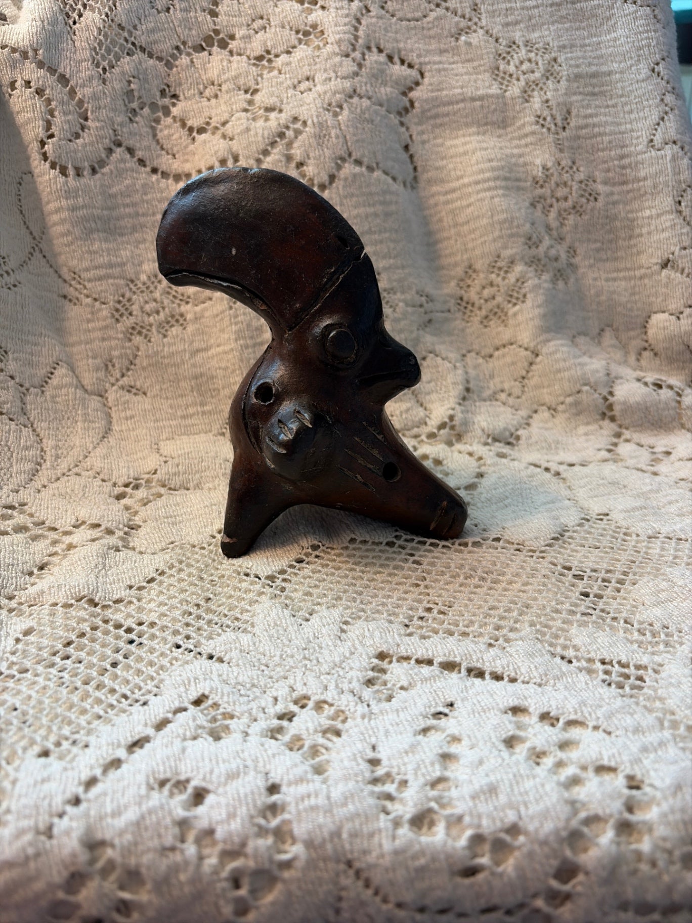 Vintage Andean clay whistle