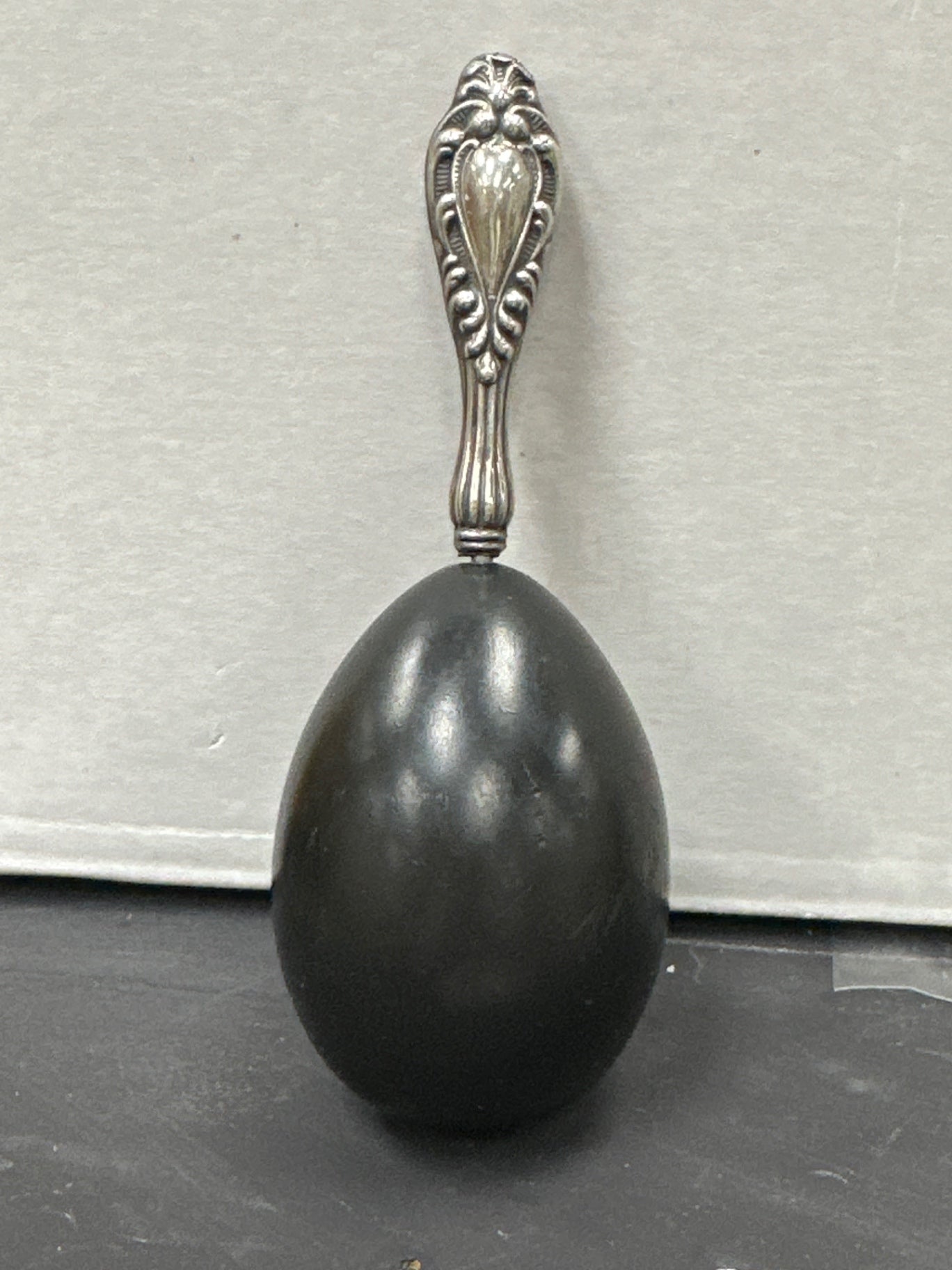 Sterling silver and Ebony darning egg