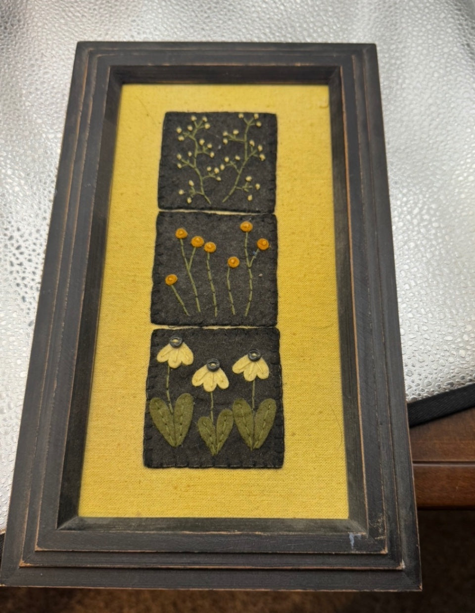 Stitched flower artwork