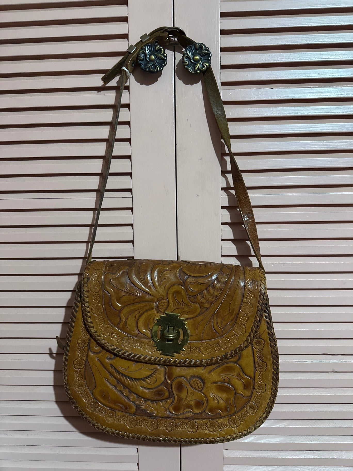 1970s Tooled Leather bag AS IS