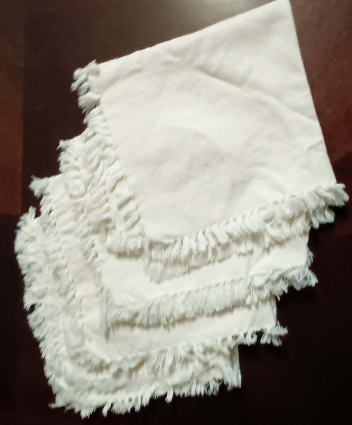 Set of 4 Fringed 16" Square Napkins