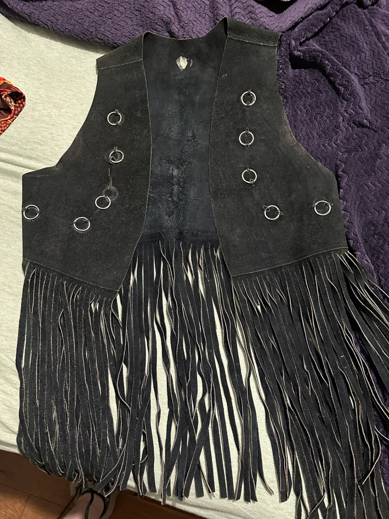 1960s Black Fringe Suede Vest