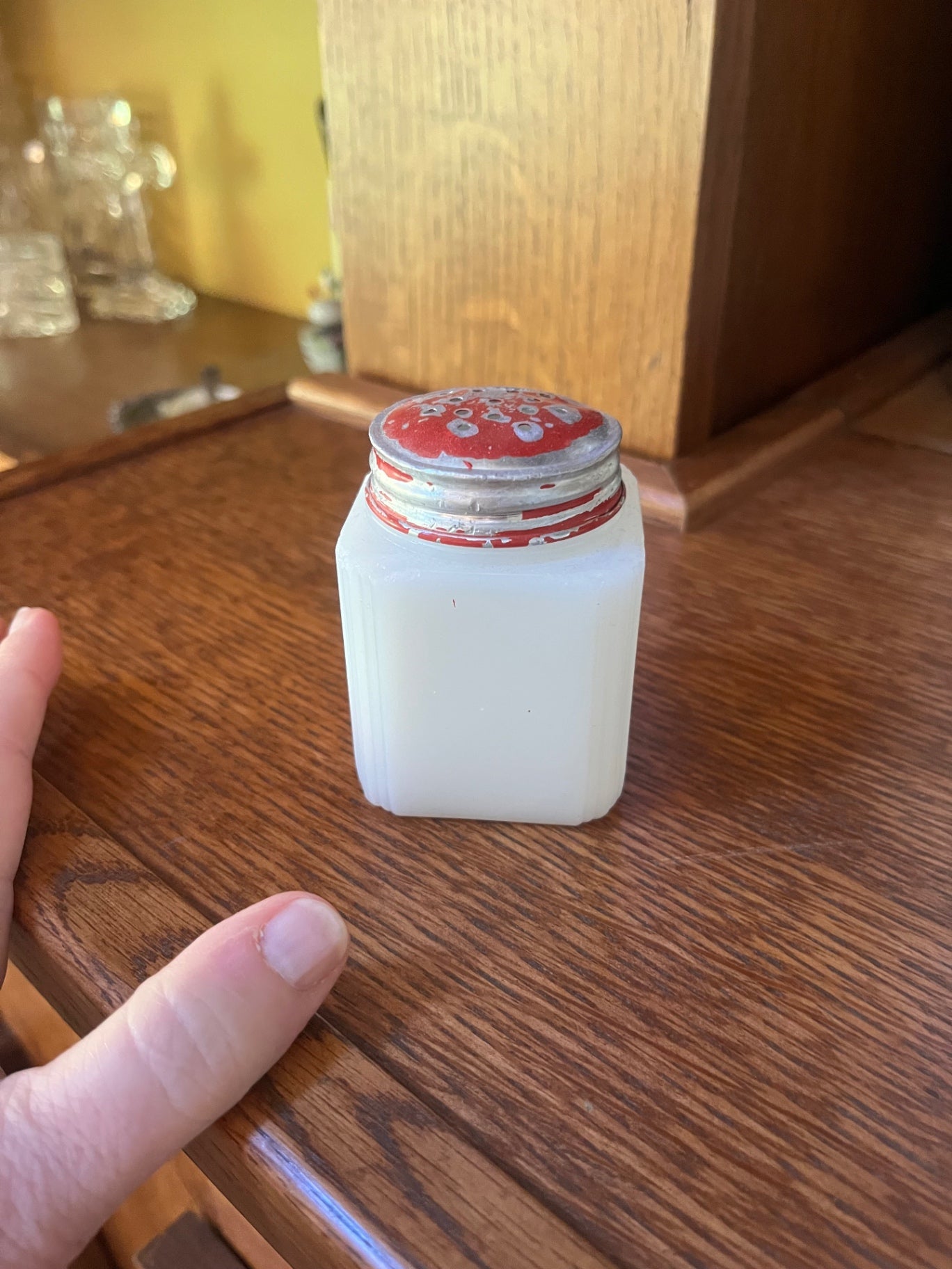 Vintage milk glass shaker