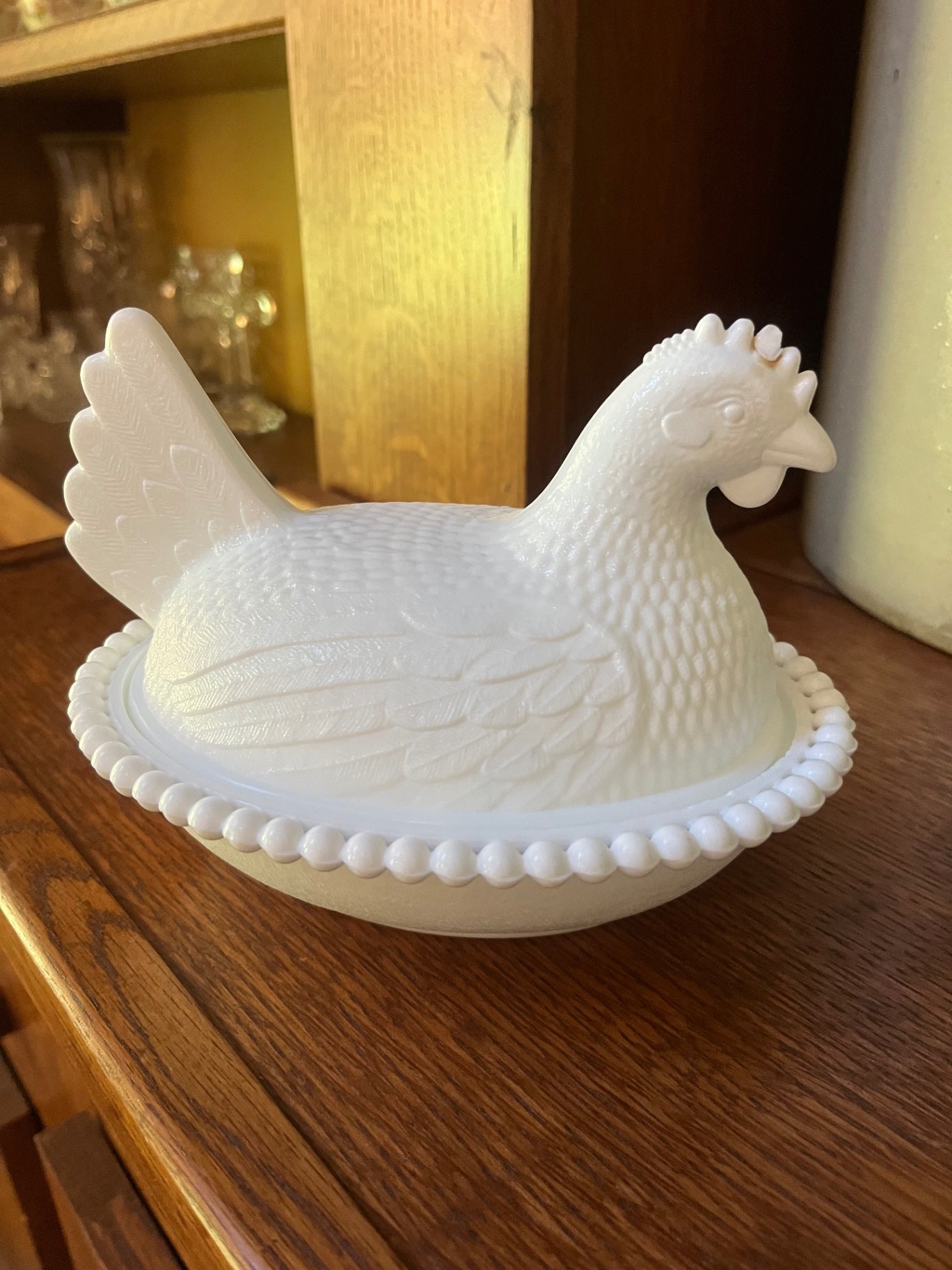Vintage Indiana Glass Milk Glass Hen on Nest