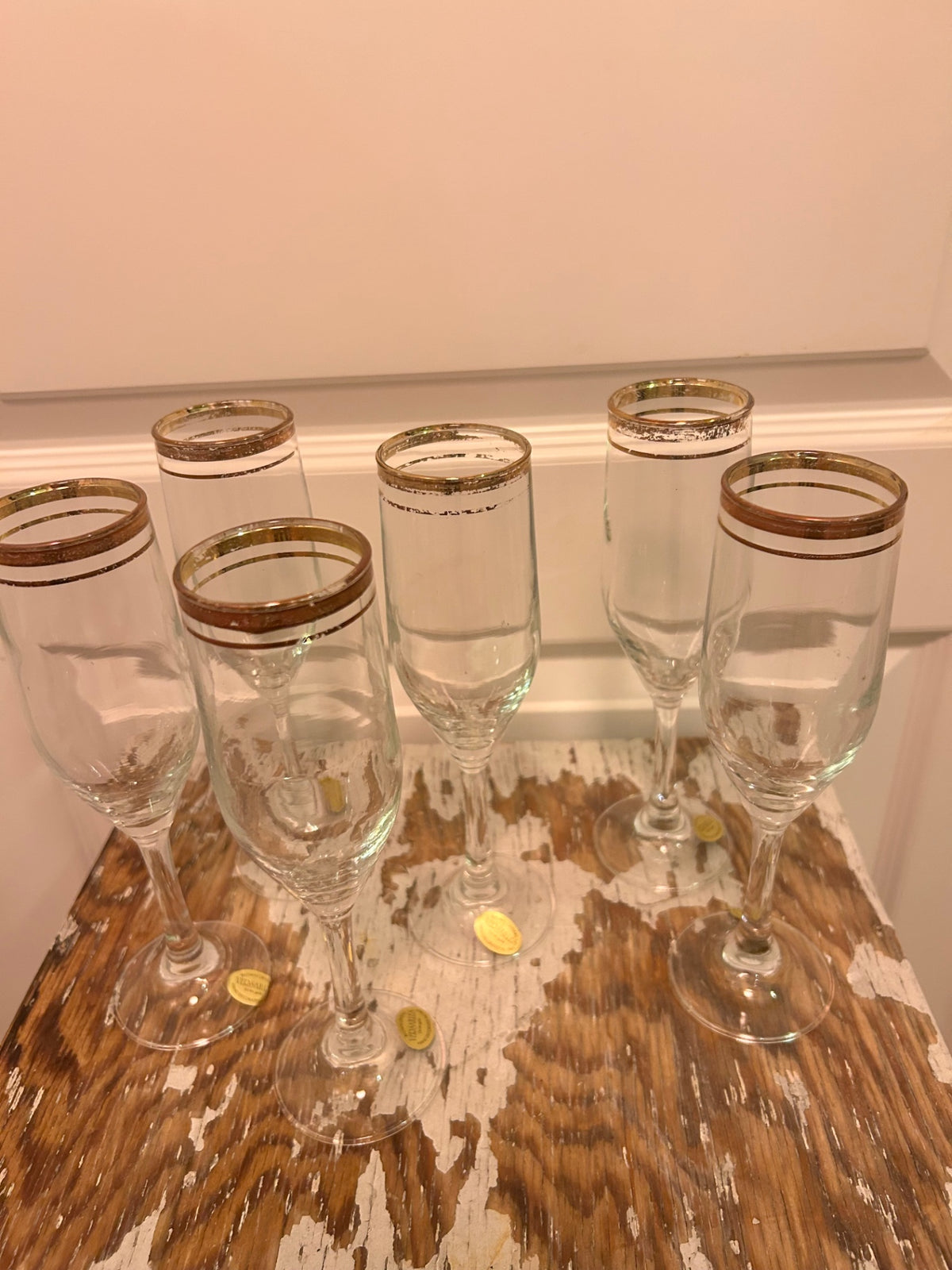 SET OF 6 HAND BLOWN FLUTES