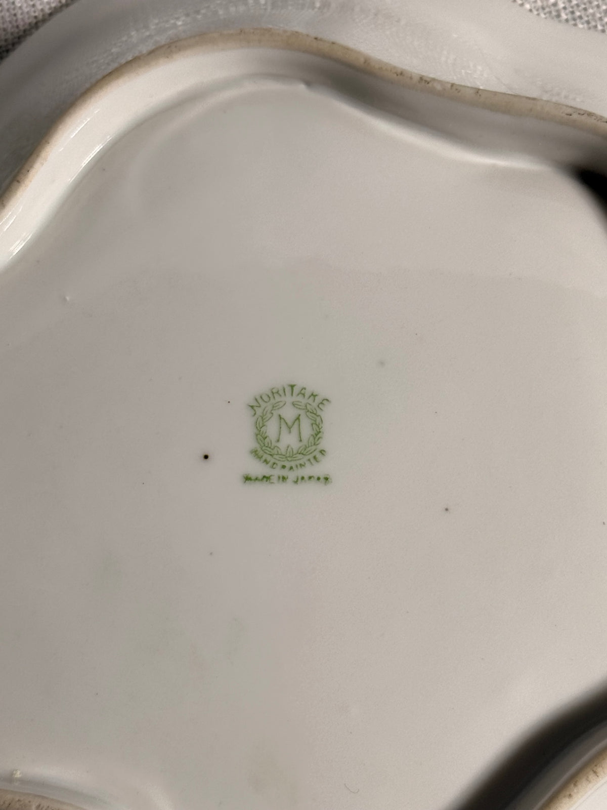 Antique Noritake Hand-Painted Floral Handled Dish | Lavender & Gold Gilt Porcelain Nappy / Ring Dish