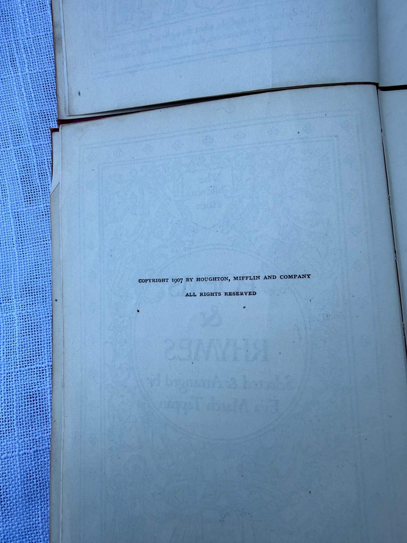 Set of 2 Antique 1907 "The Children's Hour" Books | Red Cloth Dark Academia Library Decor