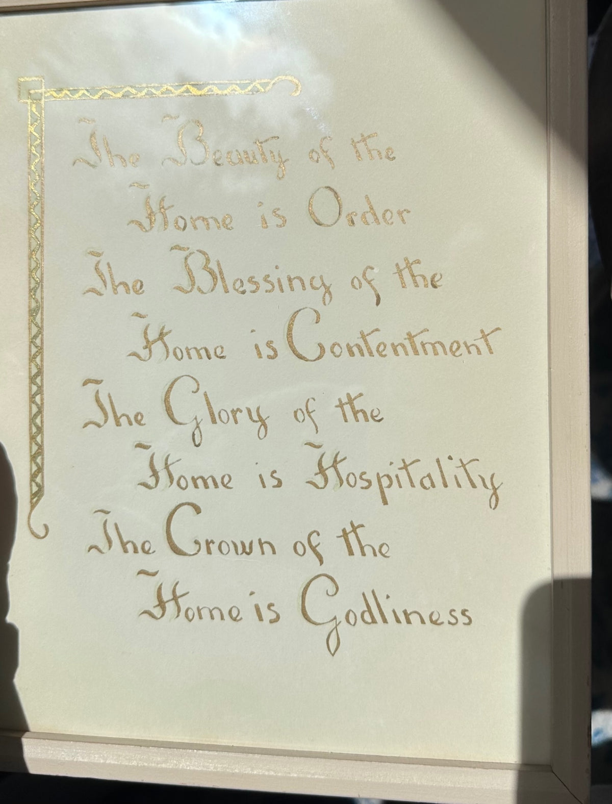 Vintage Hand lettered gold Home picture