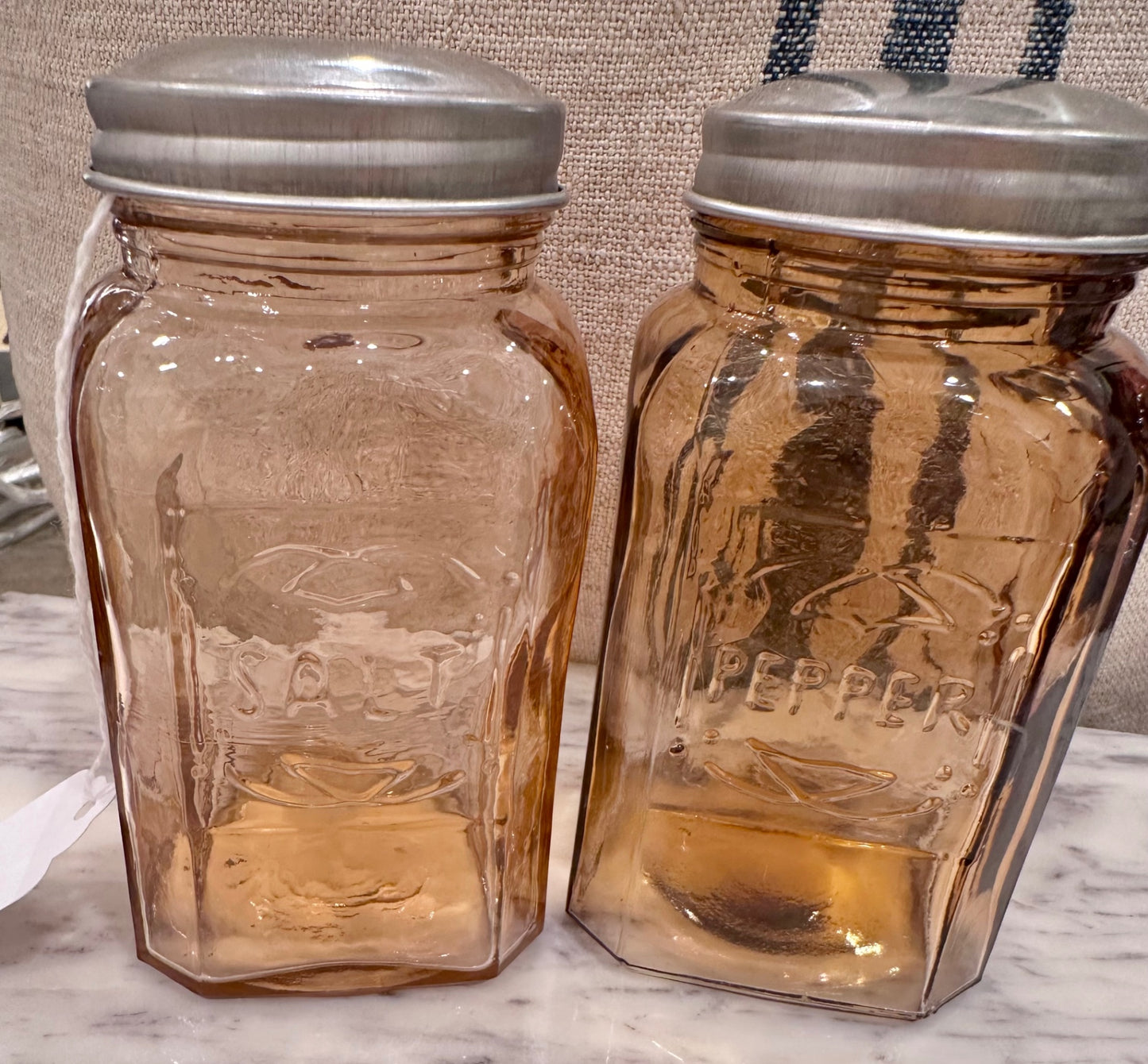 Pair of Retro glass salt and pepper shaker