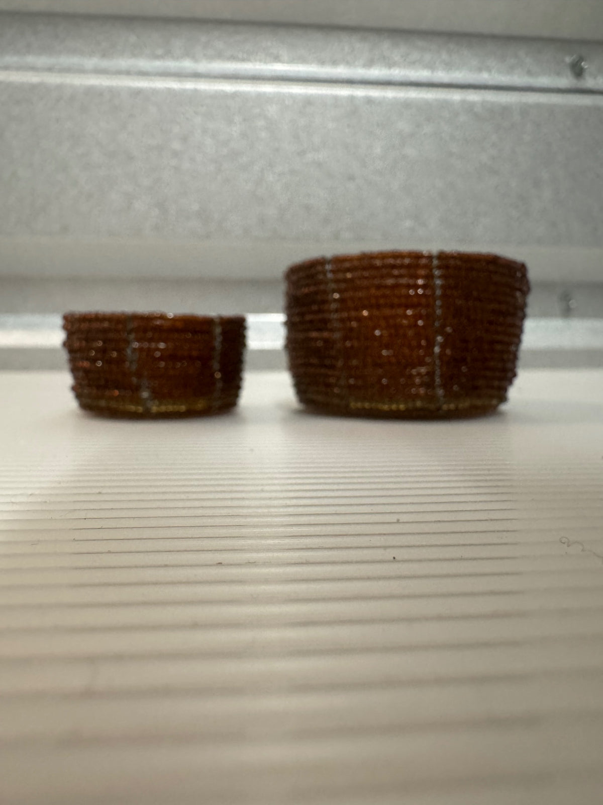 Set of 2 beaded hand baskets
