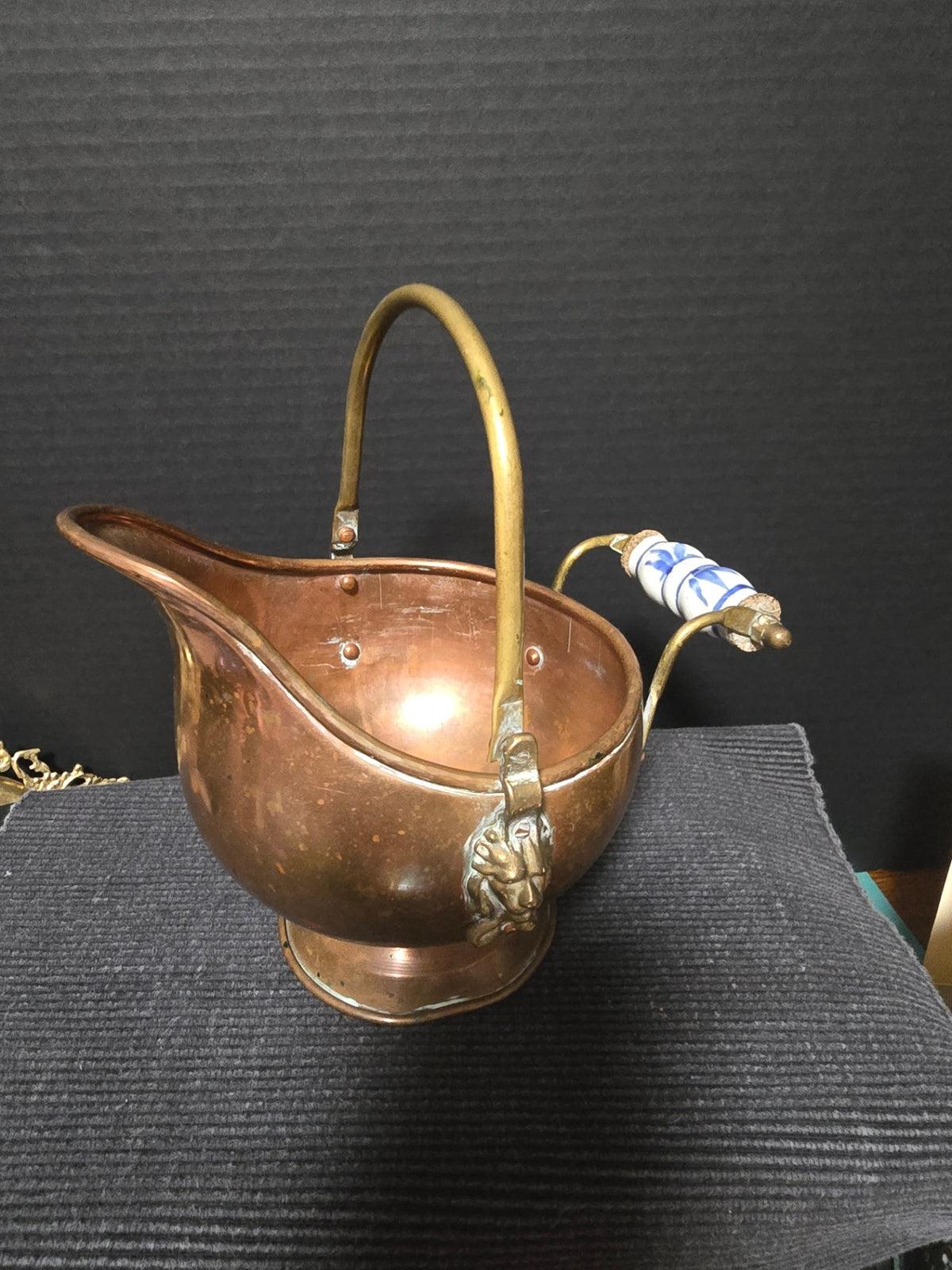 Copper bucket lion design