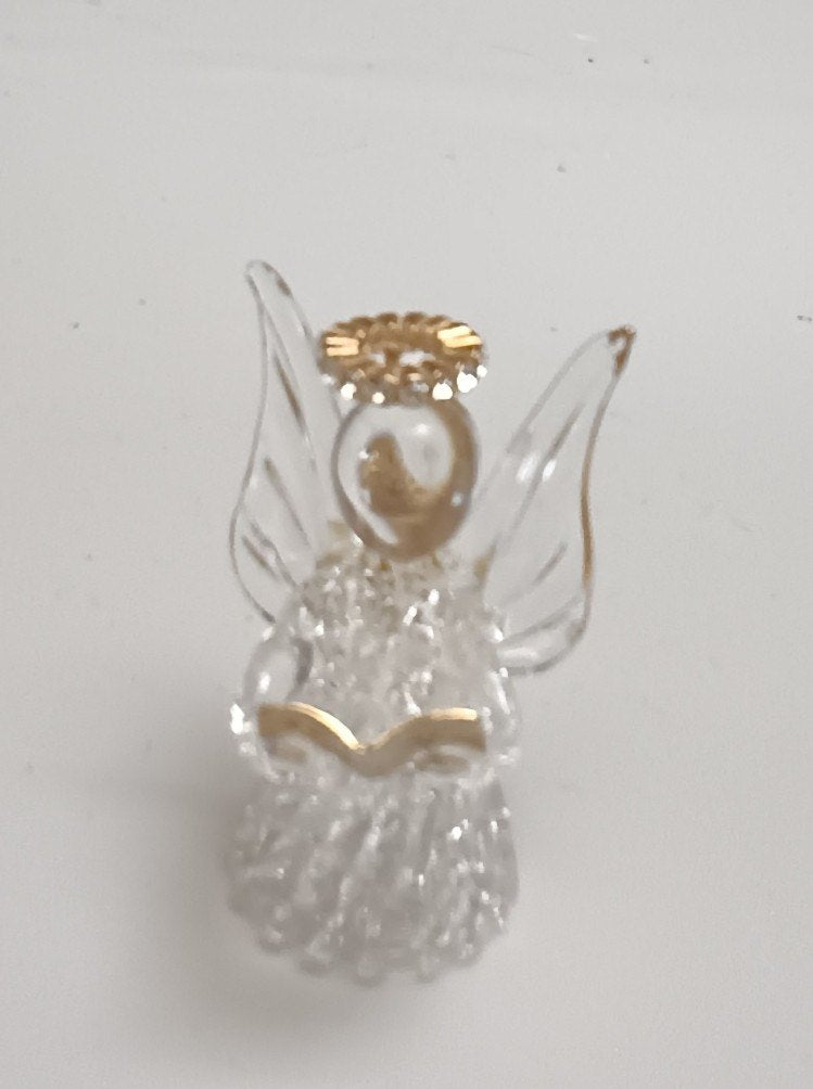 Small Glass Angel w/Hymnal